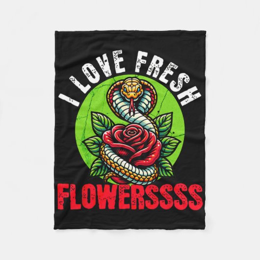 Chinese Snake Lunar New Year 2025 I Love Fresh Flo Fleecedecke (Vorderseite)