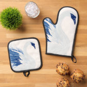 Chinese swan wings pattern (Persnalize) Ofenhandschuh & Topflappen-Set (Oben Unten)