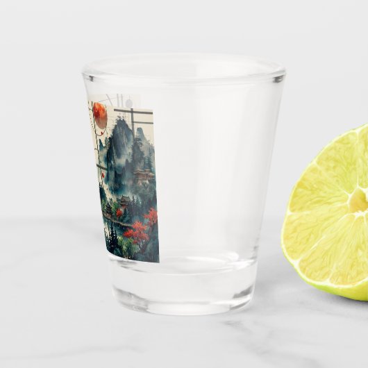 Chinese Watercolor Schnapsglas (Rechts)
