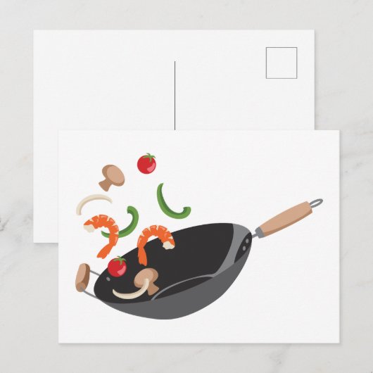Chinese Wok Postkarte (Vorne/Hinten)