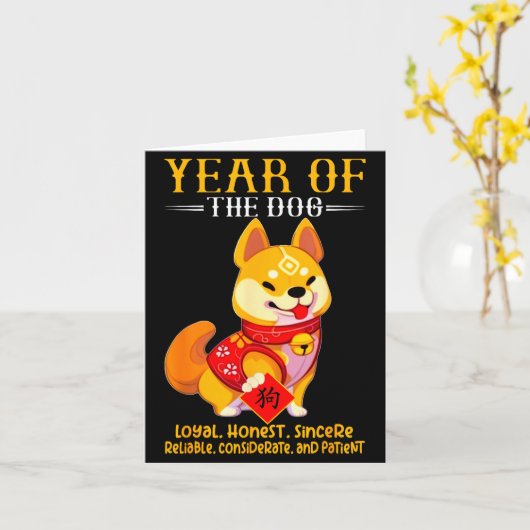 Chinese Year Of The Dog Zodiac Sign Happy Lunar Ne Karte (Gelbe Blume)