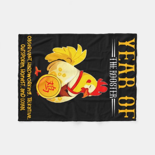 Chinese Year Of The Rooster Zodiac Sign Happy Luna Fleecedecke (Vorderseite (Horizontal))