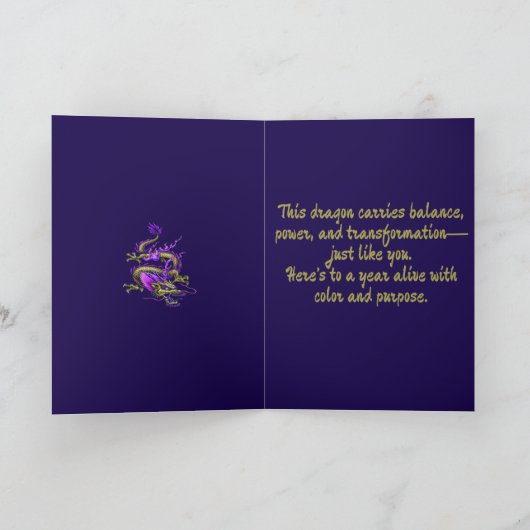 Chinese Yellow Wise Dragon Mythical Creature  Karte (Innenseite)