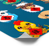 Chinese Zodiac Animal Signs Lunar New Year  Poster (Ecke)