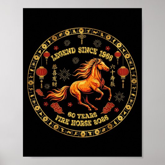 Chinese Zodiac Fire Horse 2026 -legend Since 1966  Poster (Vorne)