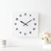Chinese Zodiac Kanji Clock - Quadratische Wanduhr (Zuhause)