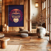 Chinese Zodiac Monkey Wall Art Print Japandi Decor Leinwanddruck