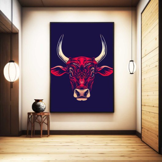 Chinese Zodiac Ox Wall Art Print Japandi Decor Leinwanddruck