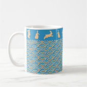 Chinese Zodiac Rabbit Blue Gold Mug Kaffeetasse (Links)