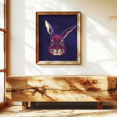 Chinese Zodiac Rabbit Wall Art Print Rustic Decor Leinwanddruck