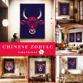 Chinese Zodiac Rat Wall Art Print | Japandi Decor Leinwanddruck