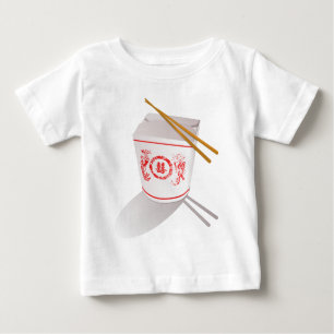 Chinesen nehmen Nahrungsmittelkasten mit Baby T-shirt