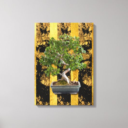 Chinesisch-Asiatische Bonsai Tree Stretched Canvas Leinwanddruck (Vorderseite)