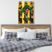 Chinesisch-Asiatische Bonsai Tree Stretched Canvas Leinwanddruck (Insitu (Schlafzimmer))