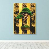 Chinesisch-Asiatische Bonsai Tree Stretched Canvas Leinwanddruck (Insitu (Holzboden))