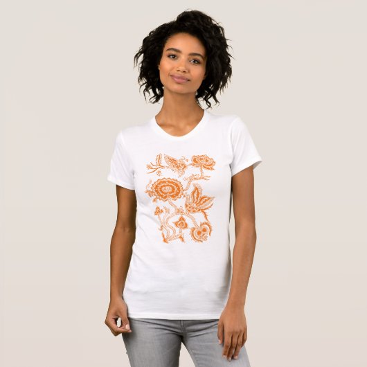 Chinesisch Batik ORANGE T-Shirt (Vorne ganz)