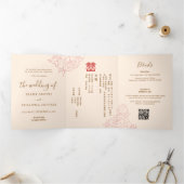 Chinesisch Bilingual Elegant Trifold Wedding Einla Dreifach-gefaltete Programmkarte (Innenseite)