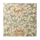 Chinesisch Blassorange Blume ~ Graue Blätter ~ * ~ Fliese (Vorderseite)