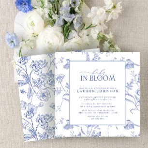 Chinesisch Blau und Weiß Vintage Floral Baby in Bl Einladung