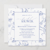 Chinesisch Blau-Weiß-Vintages Brautparty Einladung (Vorderseite)