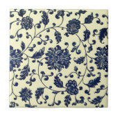 Chinesisch Blue Delft Blume & Blätter ~ * ~ Fliese (Vorderseite)