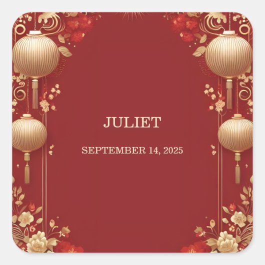 Chinesisch-Chinesisch-zweisprachiges Hei Bold-Brau Quadratischer Aufkleber (Vorderseite)