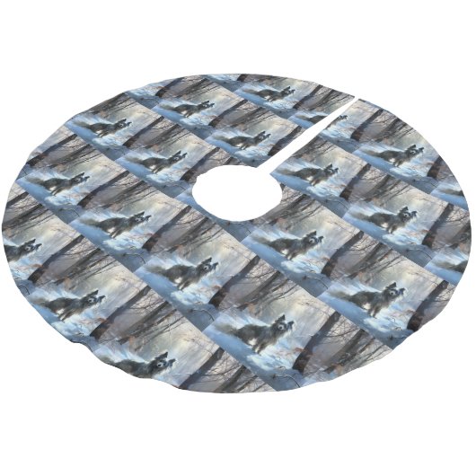 Chinesisch Created Let It Snow Weihnachten Polyester Weihnachtsbaumdecke (Schrägansicht)