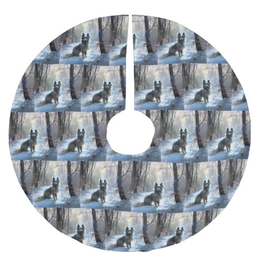 Chinesisch Created Let It Snow Weihnachten Polyester Weihnachtsbaumdecke (Vorderseite)