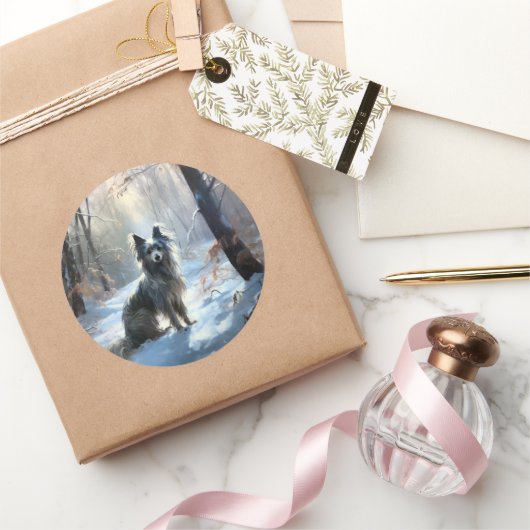 Chinesisch Created Let It Snow Weihnachten Runder Aufkleber (Schenken)