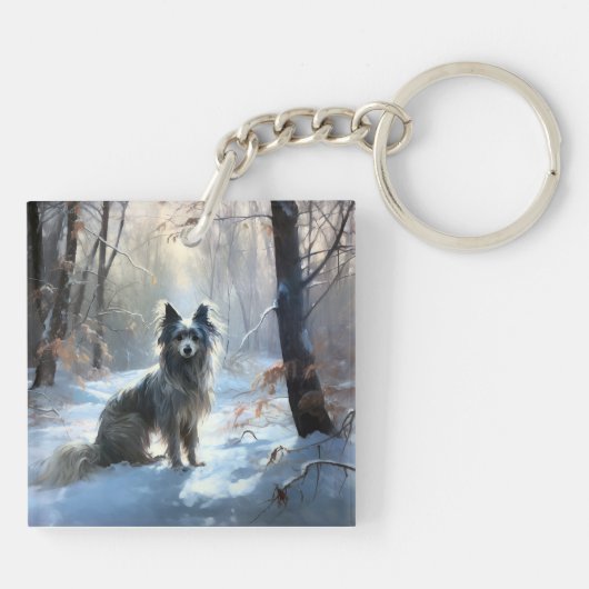 Chinesisch Created Let It Snow Weihnachten Schlüsselanhänger (Rückseite)