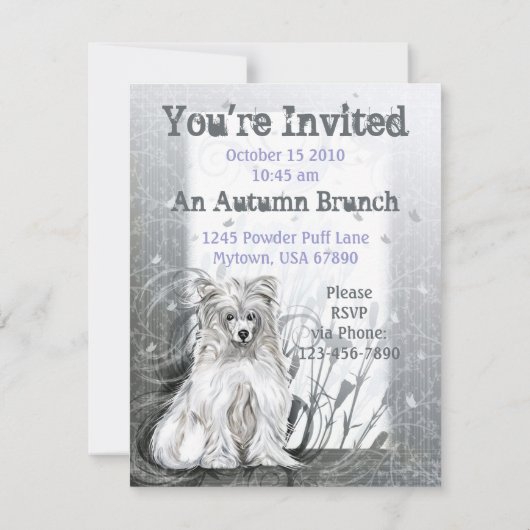 Chinesisch Crested Blue Einladung (Rückseite)