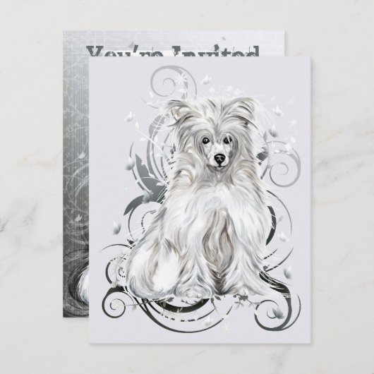 Chinesisch Crested Blue Einladung (Vorne/Hinten)