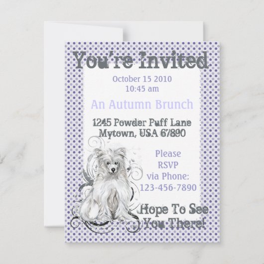 Chinesisch Crested Blue NB Einladung (Rückseite)