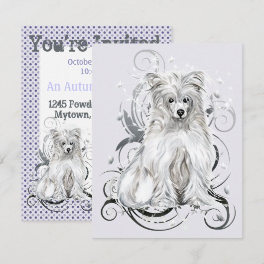 Chinesisch Crested Blue NB Einladung (Vorne/Hinten)