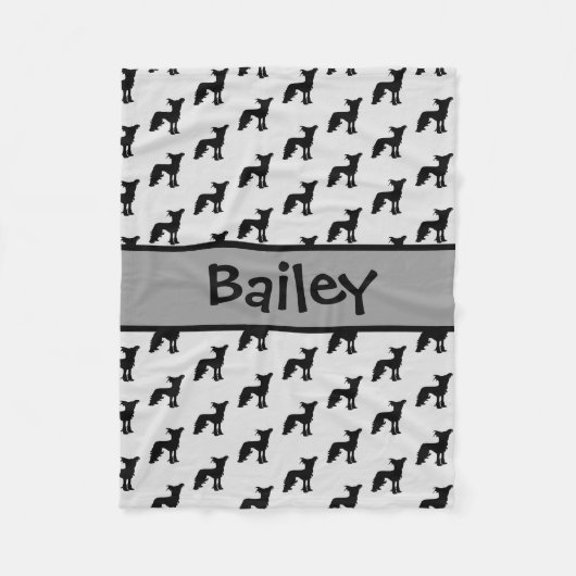 Chinesisch-Crested-Hund-Silhouette Fleecedecke (Vorderseite)