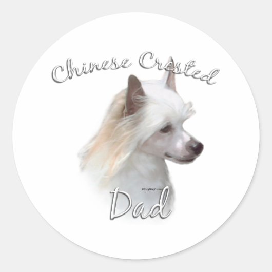 Chinesisch Crested (Pulver) Vater 2 Runder Aufkleber (Vorderseite)