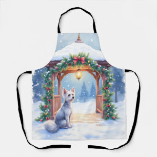 Chinesisch Crested Schneegazebo Weihnachtskunst Schürze