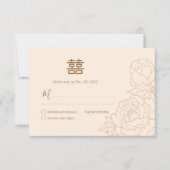 Chinesisch elegante Double Happiness Wedding RSVP (Vorderseite)