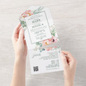 Chinesisch-Englisch-Rosa-Blume All In One Einladung (Abreißen)