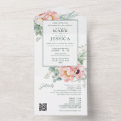 Chinesisch-Englisch-Rosa-Blume All In One Einladung (Innen Boden)