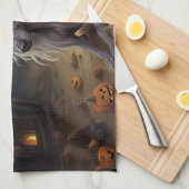 Chinesisch entkörnte Kürbisküren Halloween Beängst Geschirrtuch (Viertel Falte)