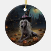 Chinesisch entkörnte Kürbisküren Halloween Beängst Keramik Ornament (Vorne)