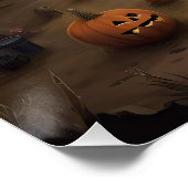 Chinesisch entkörnte Kürbisküren Halloween Beängst Poster (Ecke)