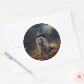 Chinesisch entkörnte Kürbisküren Halloween Beängst Runder Aufkleber (Umschlag)