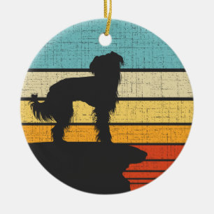 Chinesisch entworfener Retro-Vintager Hundebesitze Keramik Ornament