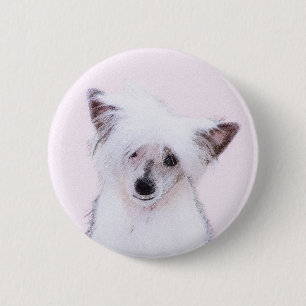 Chinesisch gezapfte Powderpuff-Malerei - Hundekuns Button