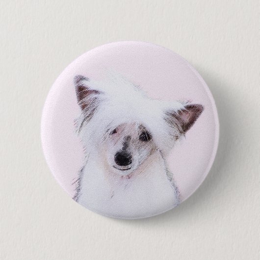 Chinesisch gezapfte Powderpuff-Malerei - Hundekuns Button (Vorderseite)