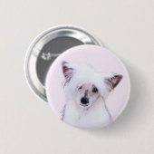 Chinesisch gezapfte Powderpuff-Malerei - Hundekuns Button (Vorne & Hinten)