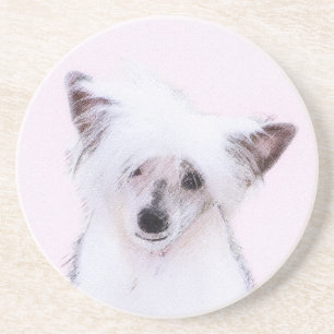 Chinesisch gezapfte Powderpuff-Malerei - Hundekuns Getränkeuntersetzer
