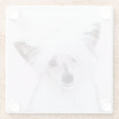 Chinesisch gezapfte Powderpuff-Malerei - Hundekuns Glasuntersetzer (Rückseite)